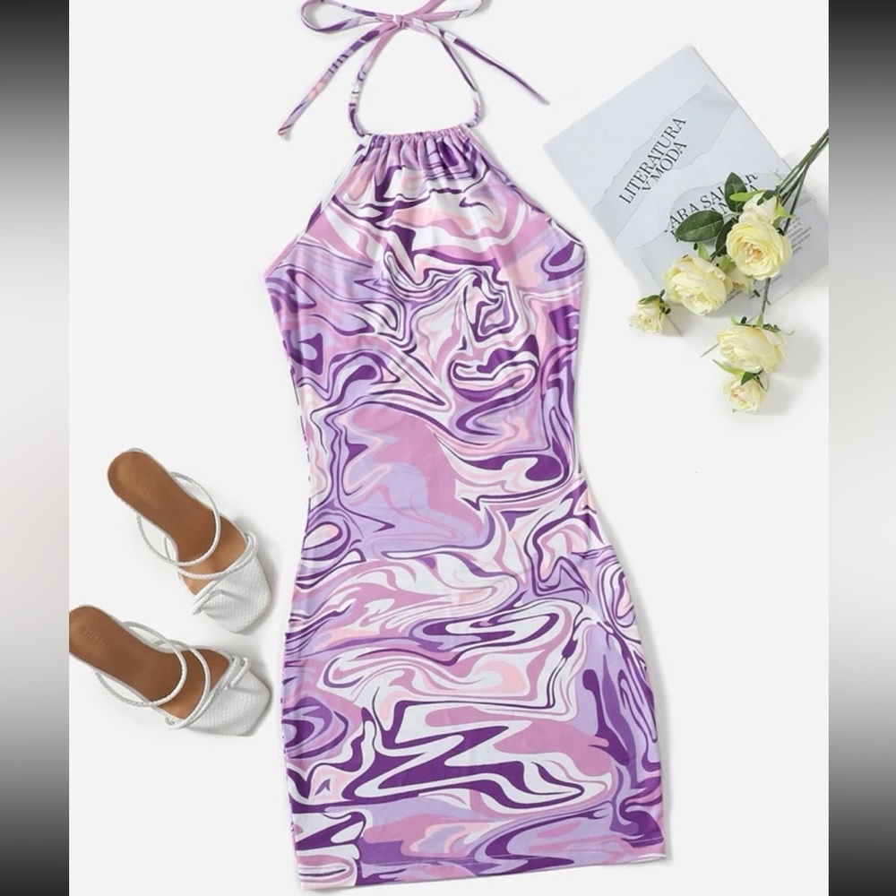 Marble halter dress